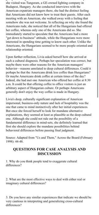 Case 2.1. Cross-cultural assessment over a cup of