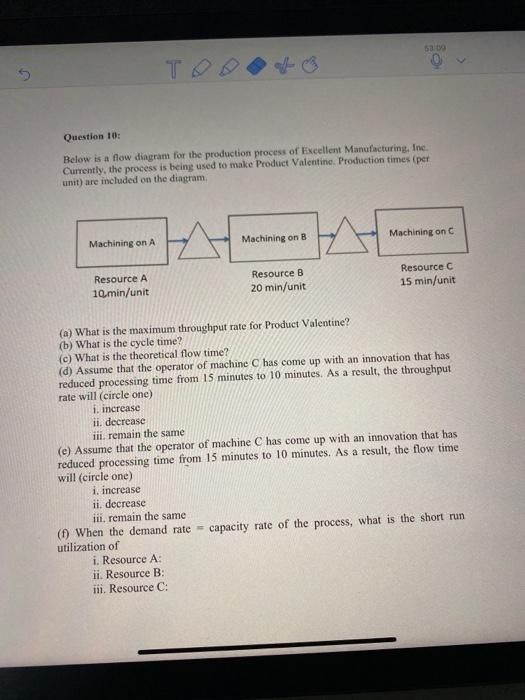 Question 10: Below is a flow diagram for the