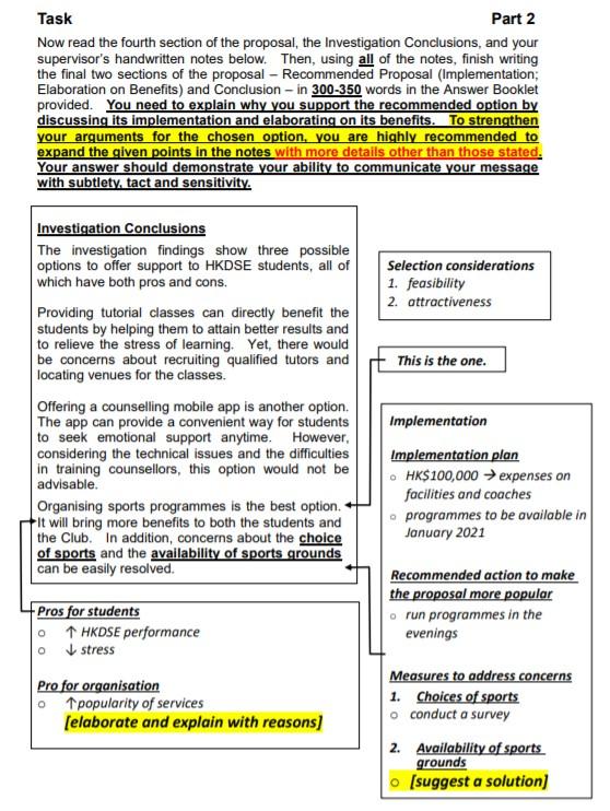 Task PART 1 You work at Hong Kong Student Club, a