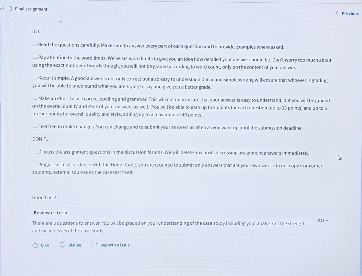 inal assignment Ready for the assignment? You