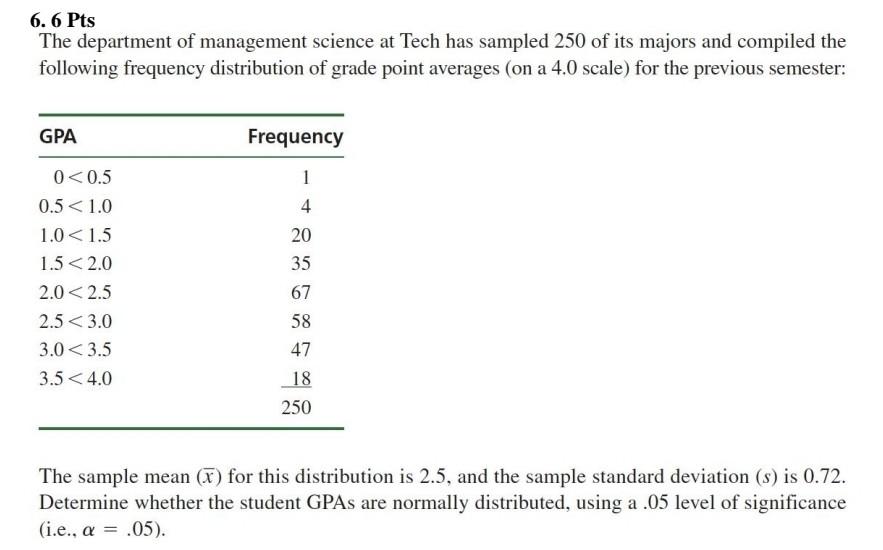 6. 6 Pts The department of management science at