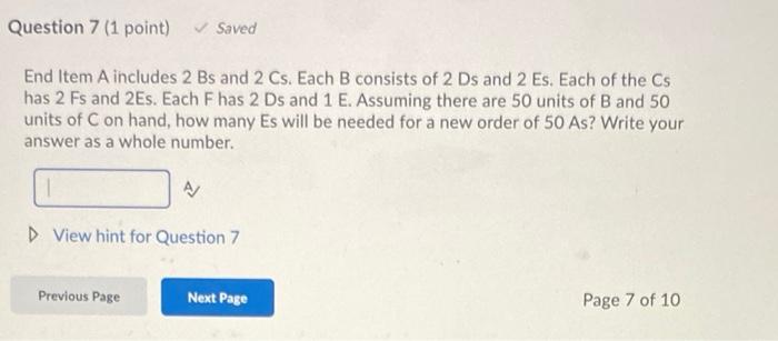 End Item A includes 2Bs and 2Cs. Each B consists