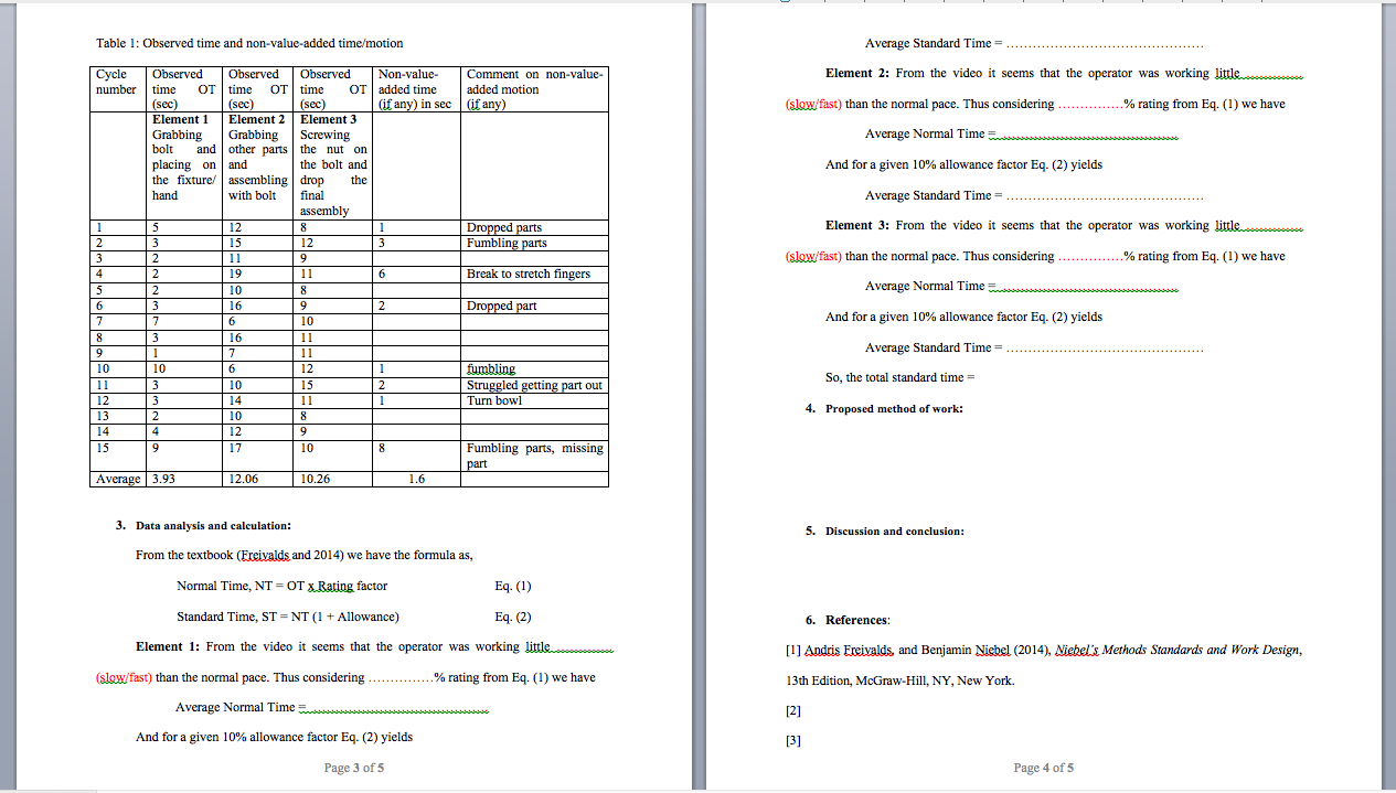 need answers to the equations Table 1: Observed