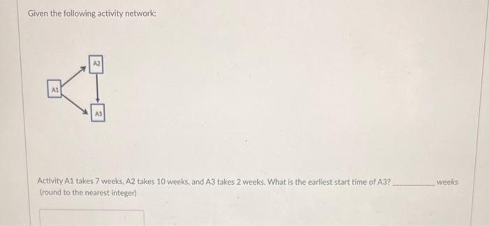 Given the following activity network: Activity A1