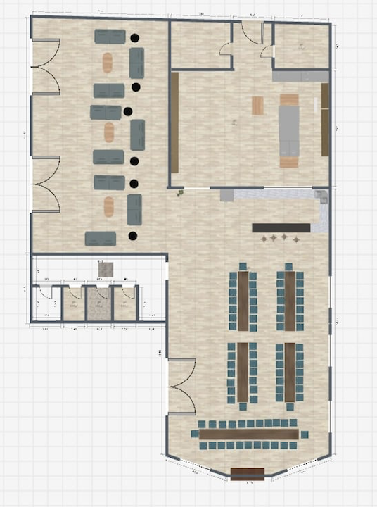 According to the previous cafeteria design plan.