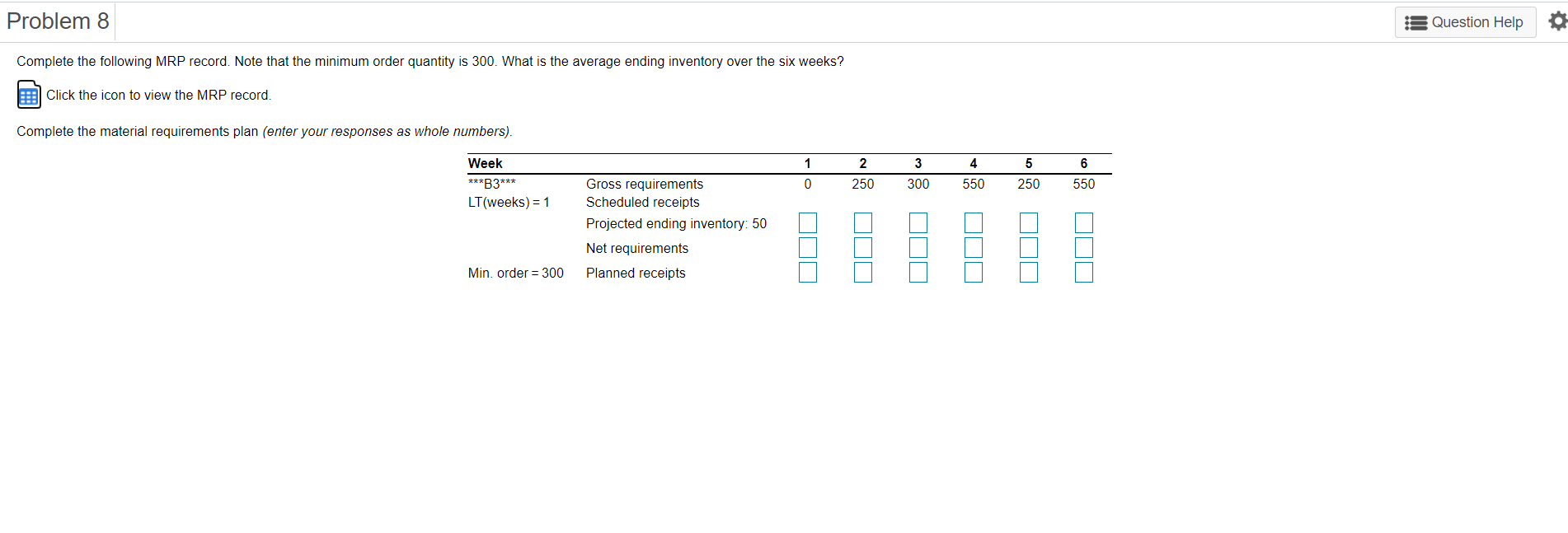 Problem 8 s Question Help Complete the following