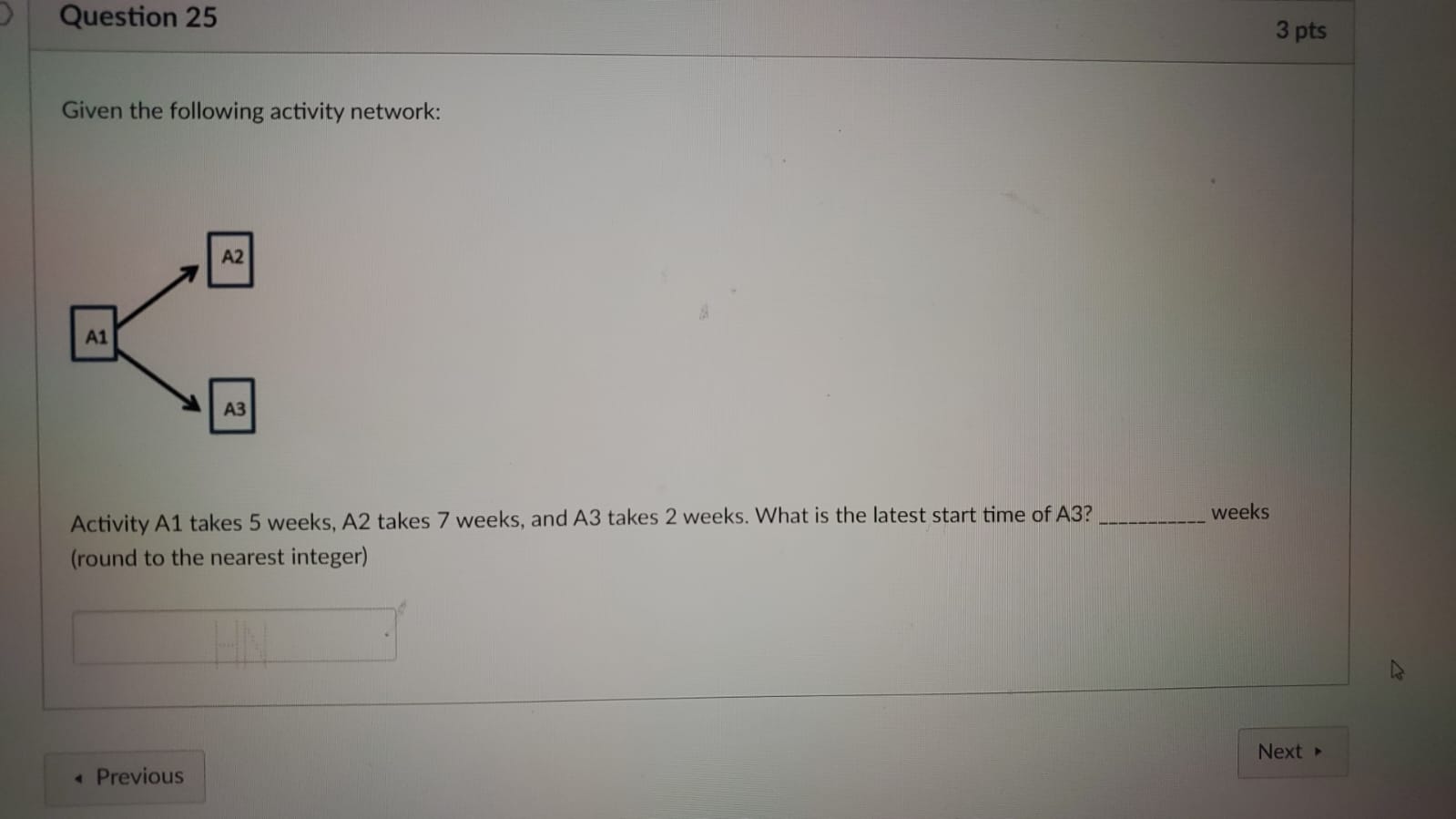 Given the following activity network: Activity A1