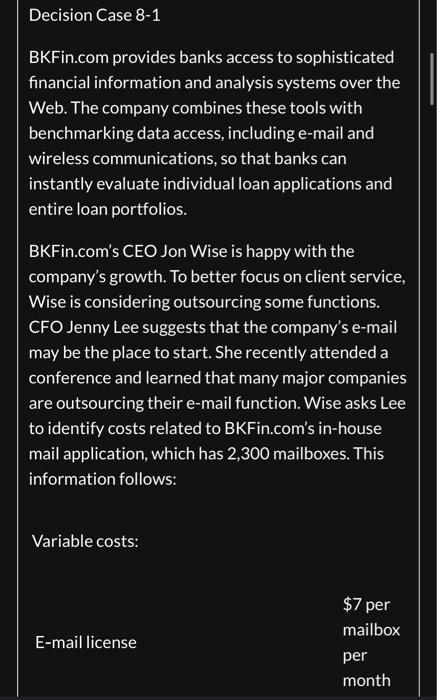 M8 CASE STUDY OUTSOURCING DECISIONS WORSHEET: 3