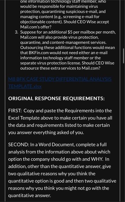 M8 CASE STUDY OUTSOURCING DECISIONS WORSHEET: 3