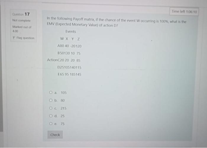 need asap In the following Payoff matrix, if the