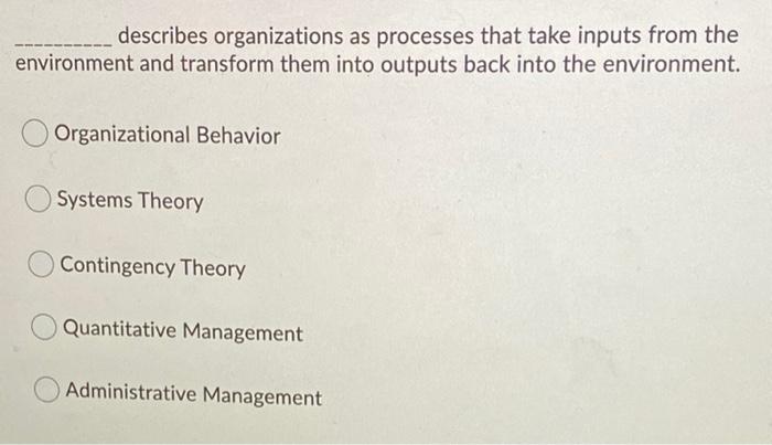 describes organizations as processes that take