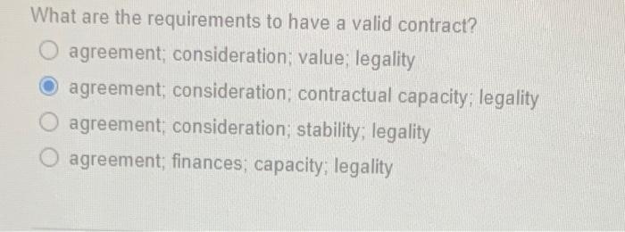 What are the requirements to have a valid