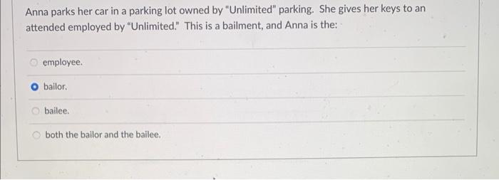 Anna parks her car in a parking lot owned by