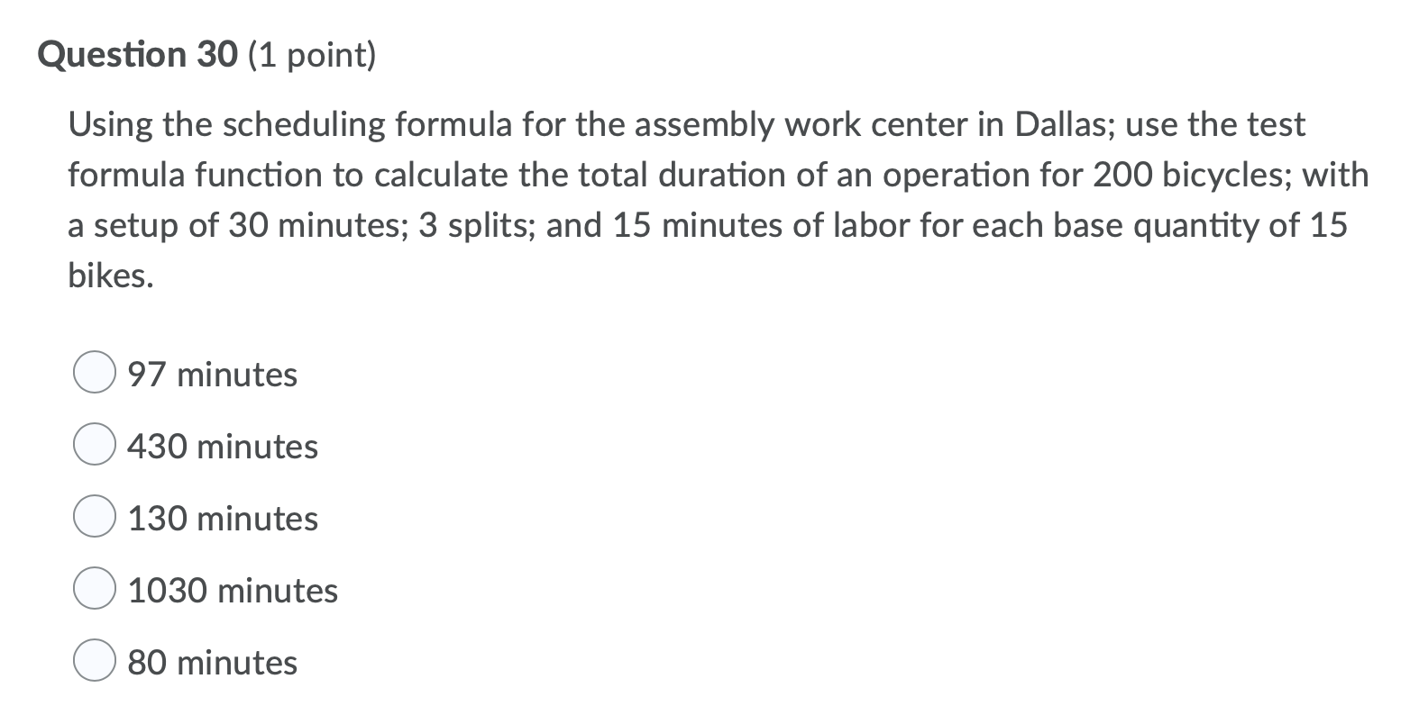 Question 30 (1 point) Using the scheduling