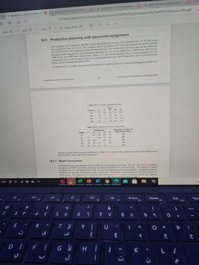 Lingo code for the following problem using sets.