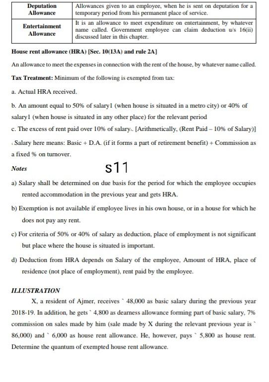 need right answer asp Deputation Allowances given