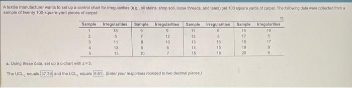 a. Using these data. set up a c-chat whh z=3. The