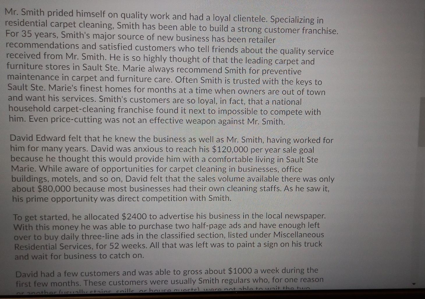 write memo on this case including recommendations