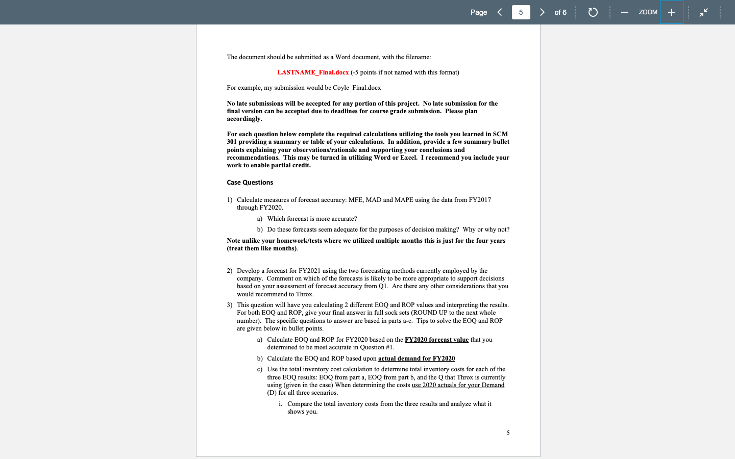 help please Final Project Assignment SCM 301