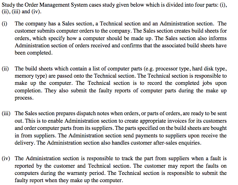 Study the Order Management System cases study