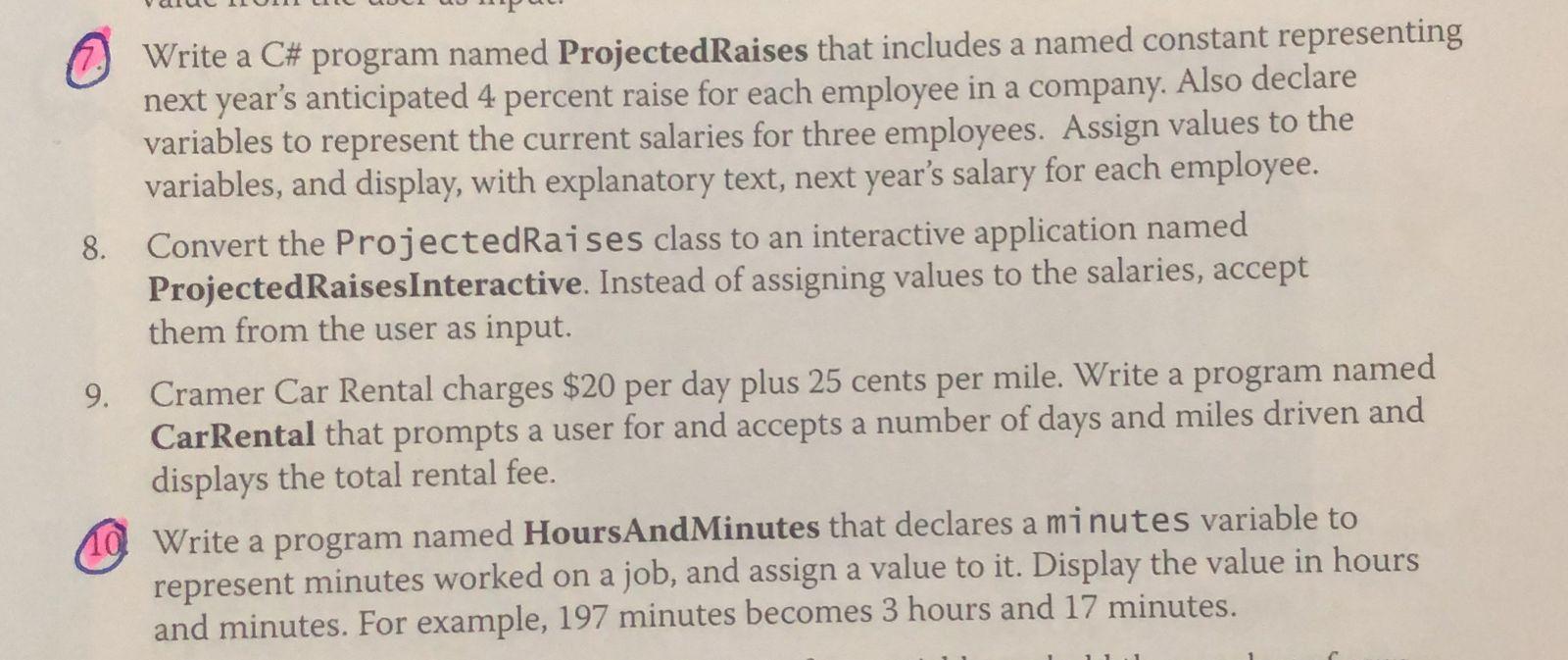 Only Q 10 7. Write a C\# program named