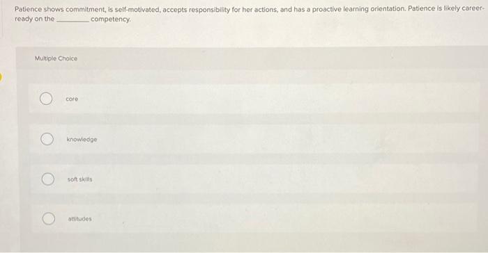 Patience shows commitment, is self-motivated,