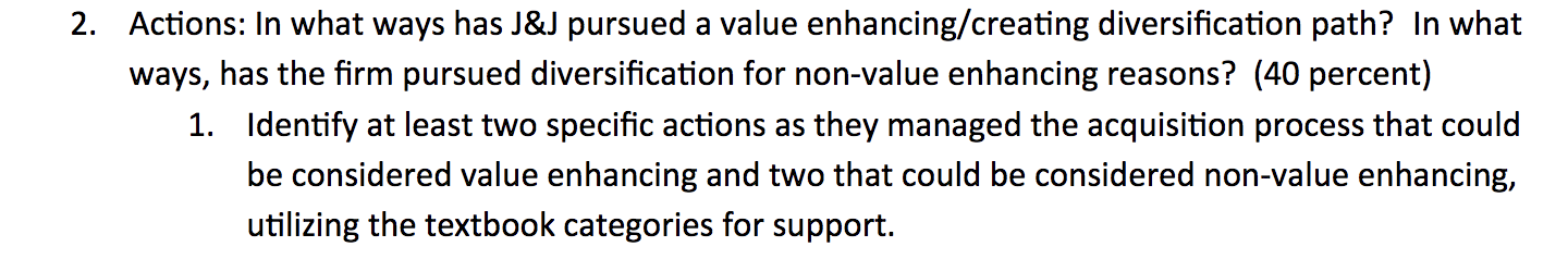 2. Actions: In what ways has J&J pursued a value