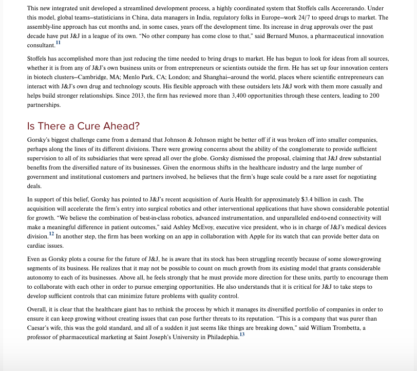 2. Actions: In what ways has J&J pursued a value