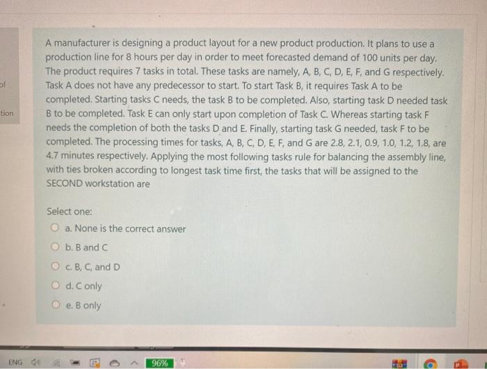 of tion A manufacturer is designing a product