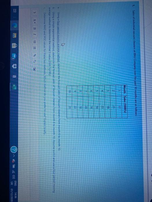 1. Sales of industrial vacuum cleaners at BNU