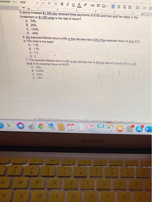 cate E 5 Arial 11 BILA SE 5 Jenna invested $1,000