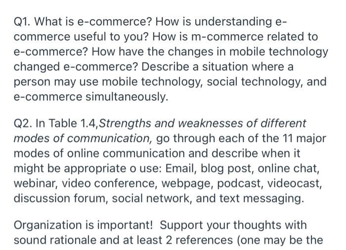 answer questions 1 & 2 Use table 1.4 for question
