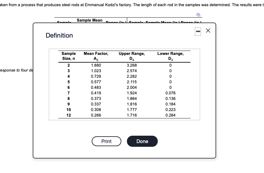 Refer to Table S6.1 - Factors for Computing