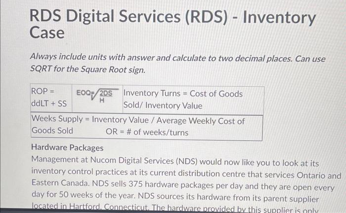 RDS Digital Services (RDS) - Inventory Case