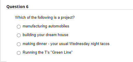 Which of the following is a project?