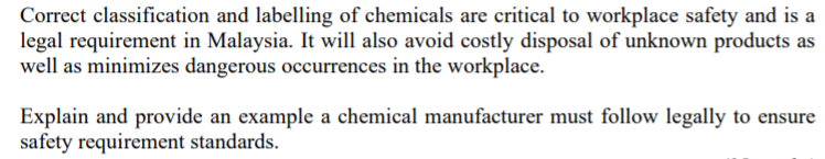 Correct classification and labelling of chemicals
