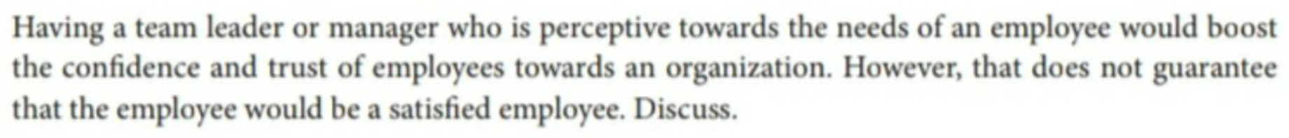 Having a team leader or manager who is perceptive