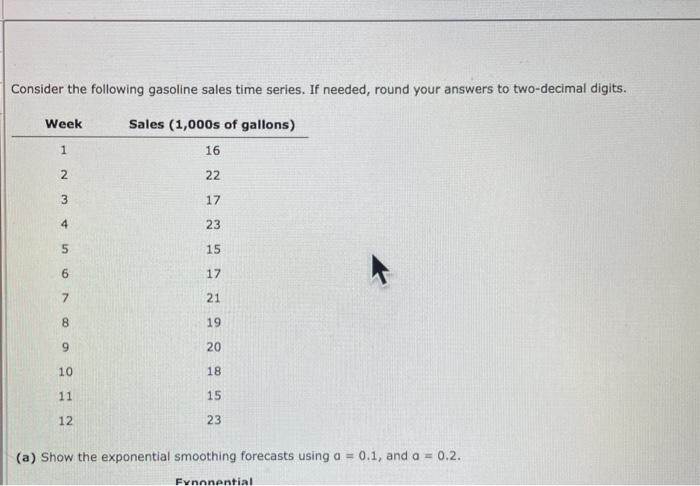 Consider the following gasoline sales time