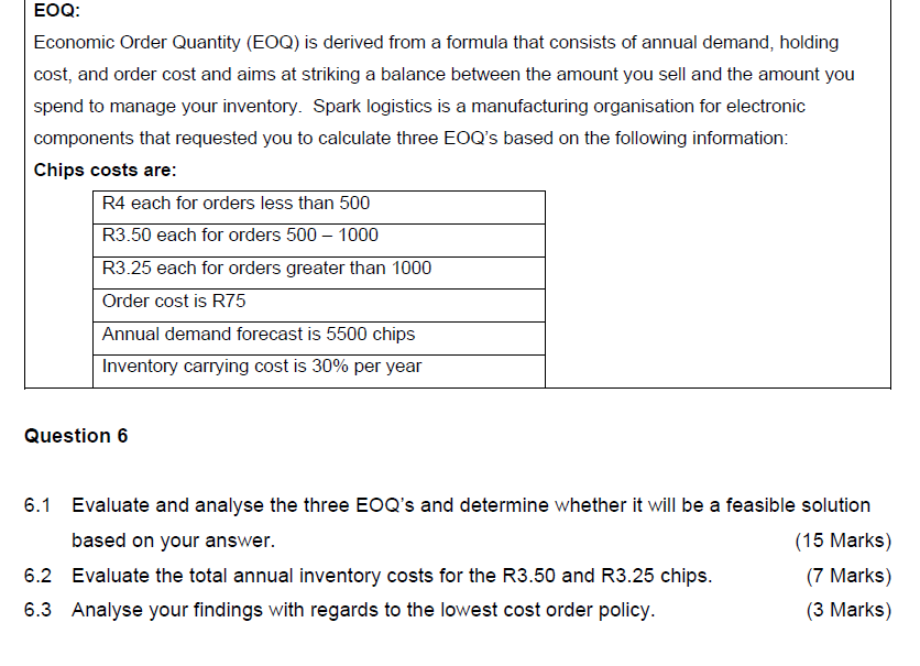 URGENTLY ANSWER PLEASE!!! Economic Order Quantity