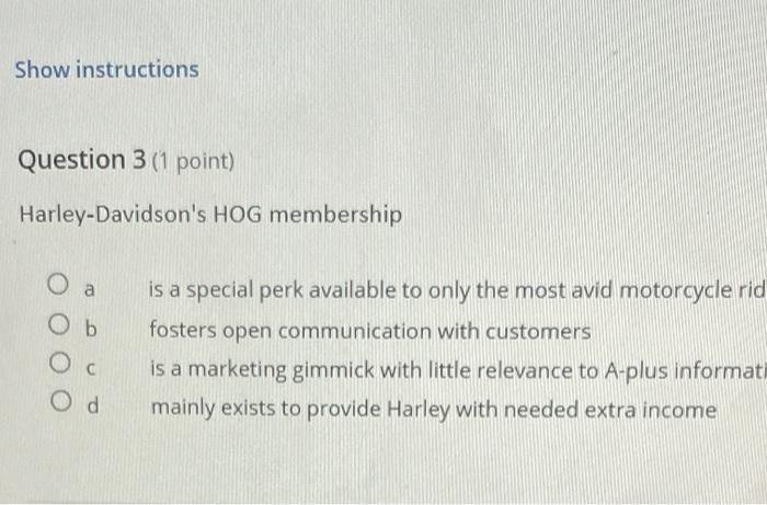 Show instructions Question 3 (1 point)