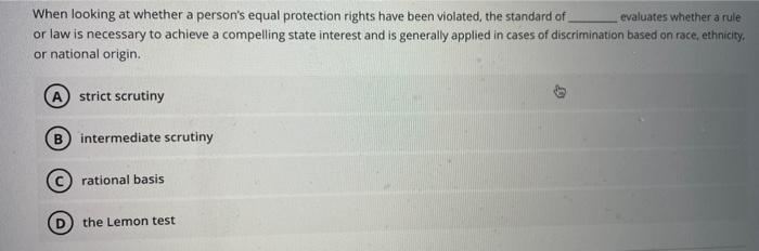 When looking at whether a person's equal