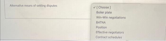 Alternative means of settling disputes [Choose]