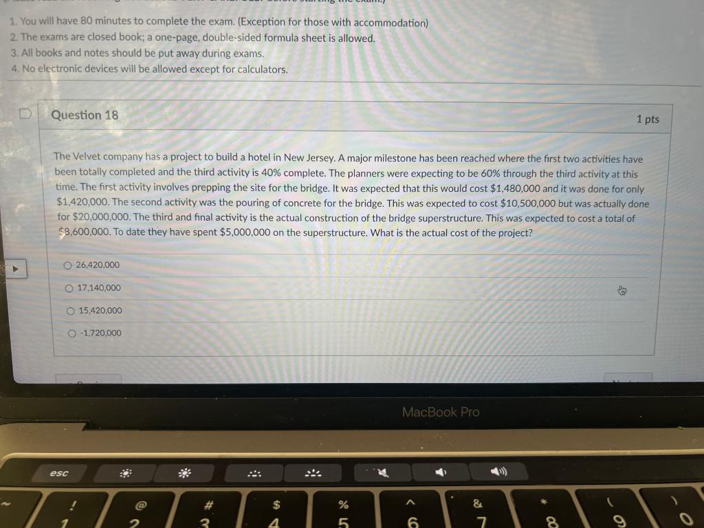 1. You will have 80 minutes to complete the exam.