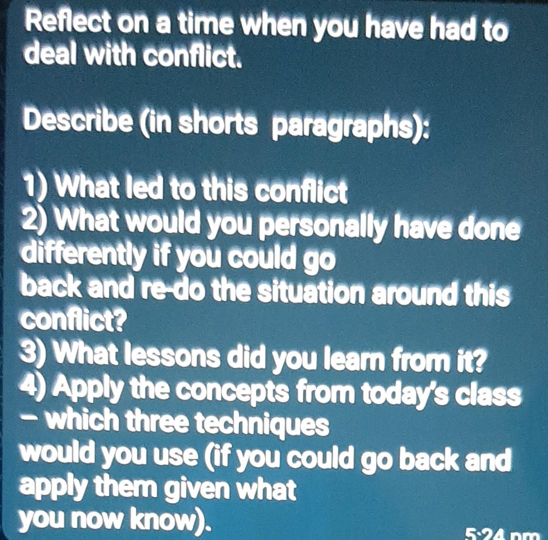 Refiect on a time when you have had to deal with