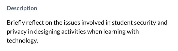 help Description Briefly reflect on the issues