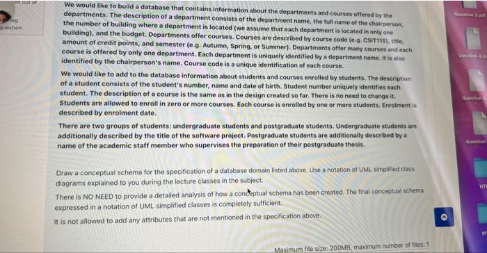 We would like to build a database that contains