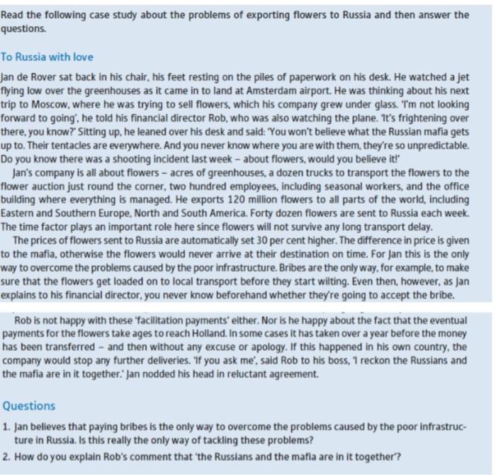 Read the following case study about the problems