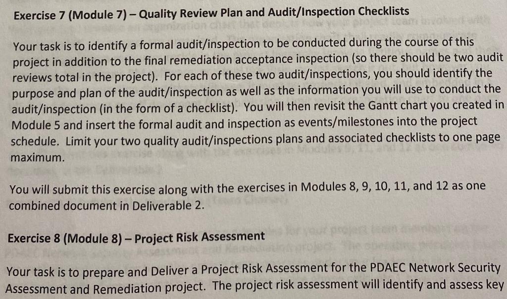 Exercise 7 (Module 7) - Quality Review Plan and