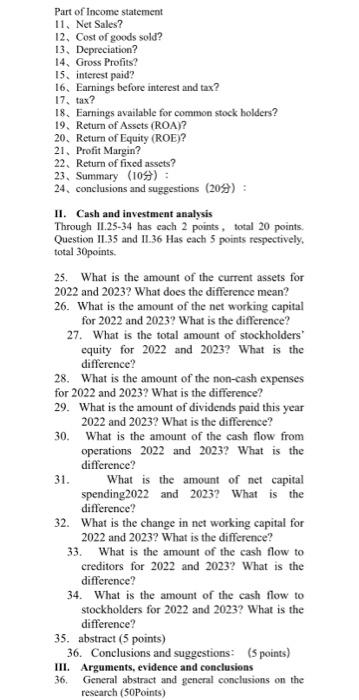 I. Financial information, explanation and