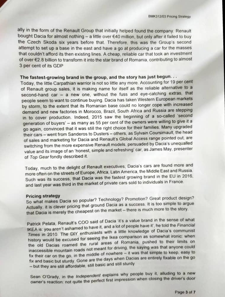 BMK312/03 Pricing Strategy ally in the form of